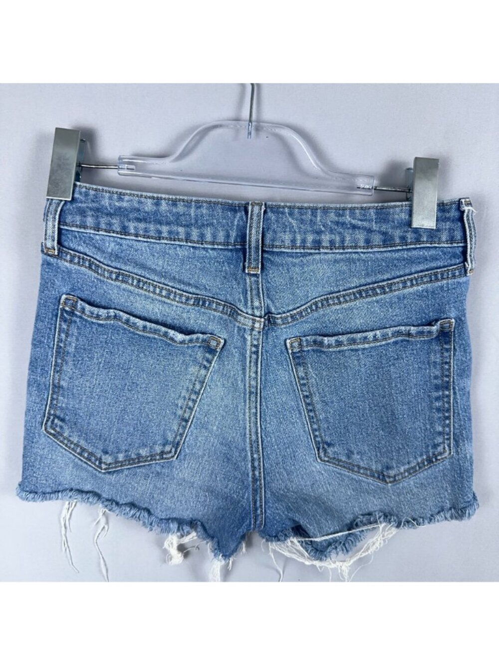 Old Navy Cut Off Shorts Size 4 High-Rise OG Straight Blue Distressed Frayed Hem - Picture 2 of 11